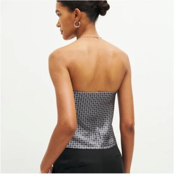 Reformation Spritz Grey Silk Patterned Strapless Top - Picture 3 of 8
